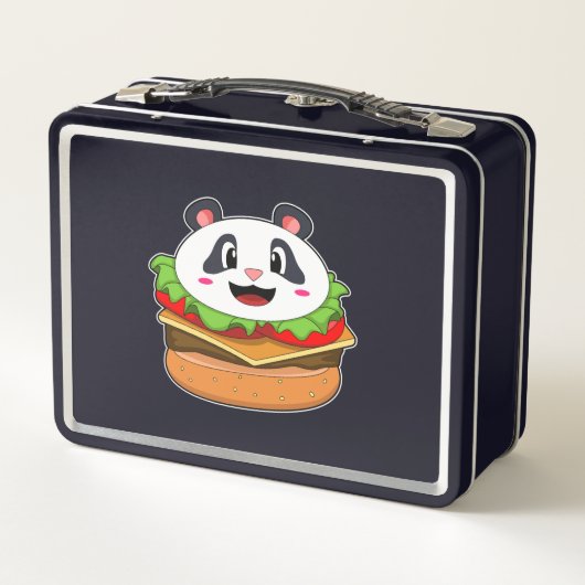 Panda mit Burger Metall Brotdose (Rückseite)