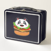 Panda mit Burger Metall Brotdose (Vorderseite)