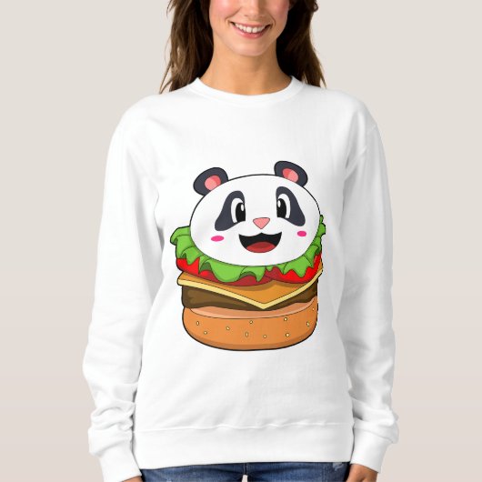 Panda mit Burger Sweatshirt (Vorderseite)