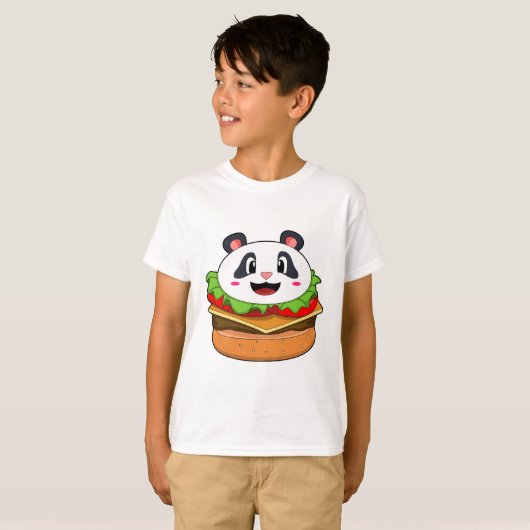 Panda mit Burger T-Shirt (Vorne ganz)