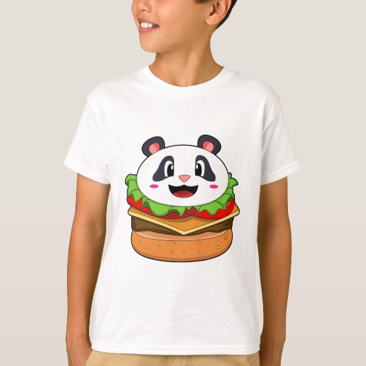 Panda mit Burger T-Shirt (Vorderseite)