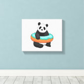Panda mit Donut Leinwanddruck (Insitu (Holzboden))