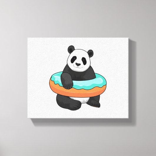 Panda mit Donut Leinwanddruck (Vorderseite)