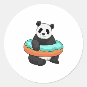 Panda mit Donut Runder Aufkleber