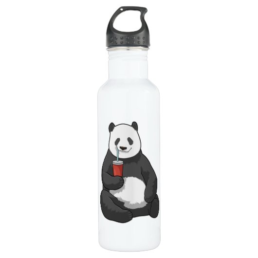 Panda mit Drink Edelstahlflasche (Vorderseite)