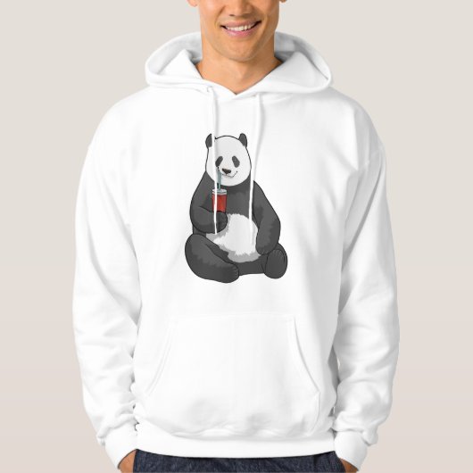 Panda mit Drink Hoodie (Vorderseite)