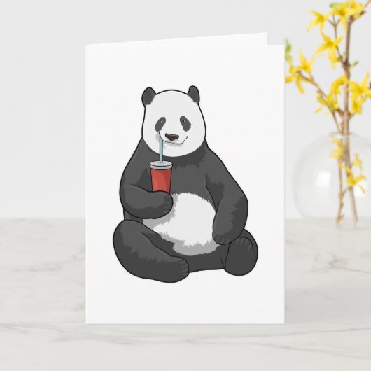 Panda mit Drink Karte (Gelbe Blume)