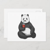 Panda mit Drink Postkarte (Vorne/Hinten)