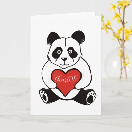 Panda mit Ehefrau zum Hochzeitstag Karte (Gelbe Blume)