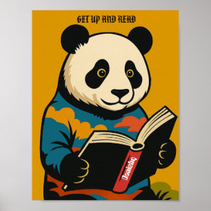 Panda mit einem Buch — aufstehen und lesen! Poster