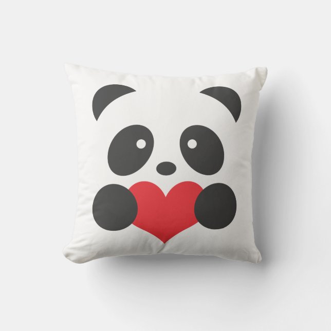 Panda mit einem Herzkissen Kissen (Vorderseite)