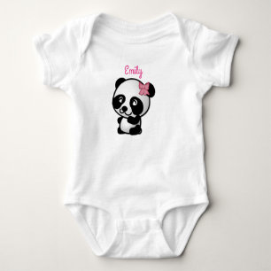Panda mit einem Pink Bow Baby Onesy Baby Strampler