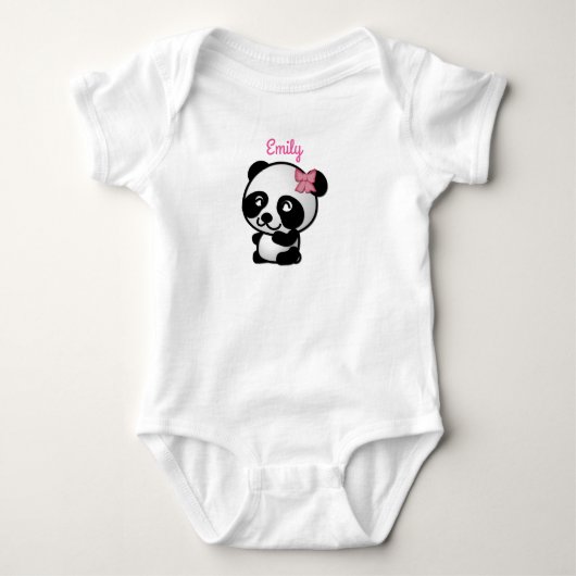 Panda mit einem Pink Bow Baby Onesy Strampler (Vorderseite)