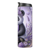 Panda mit einer Krone von Blume Thermosbecher (Nach rechts gedreht)