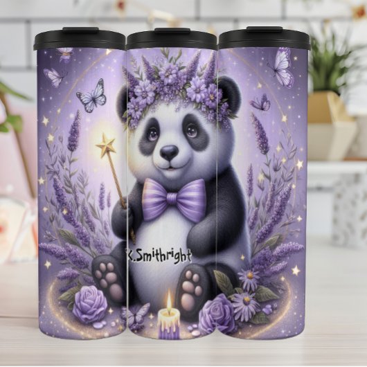 Panda mit einer Krone von Blume Thermosbecher
