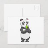 Panda mit Eisstiel Postkarte (Vorne/Hinten)
