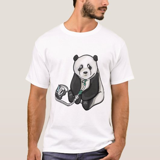 Panda mit Fach und Ventilator T-Shirt (Vorderseite)