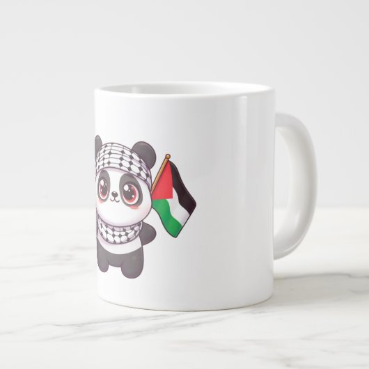 Panda mit Frieden in Palästina Jumbo-Tasse (Vorderseite Rechts)