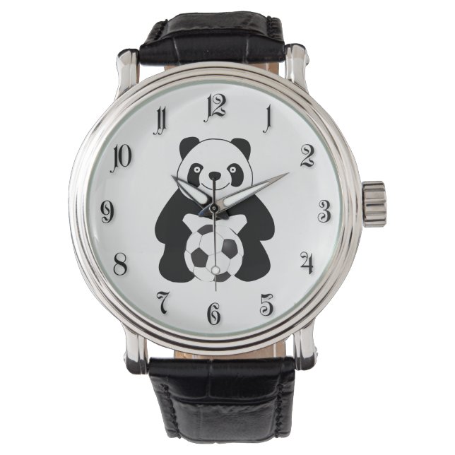 Panda mit Fußball Armbanduhr (Vorderseite)