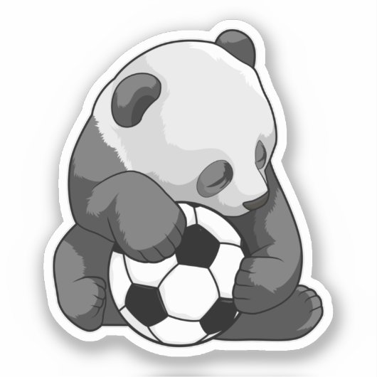 Panda mit Fußball Aufkleber (Vorderseite)