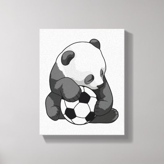 Panda mit Fußball Leinwanddruck (Vorderseite)