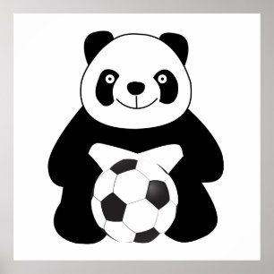 Panda mit Fußball Poster