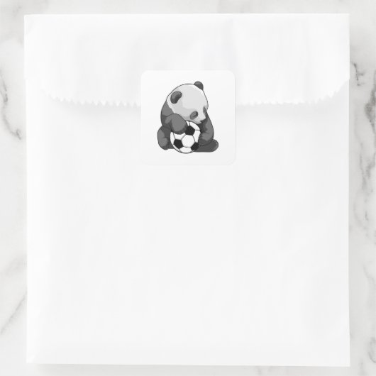 Panda mit Fußball Quadratischer Aufkleber (Tasche)