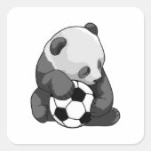 Panda mit Fußball Quadratischer Aufkleber (Vorderseite)