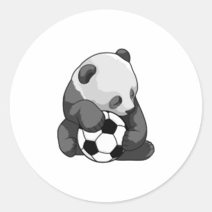 Panda mit Fußball Runder Aufkleber