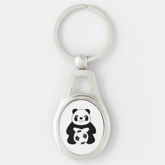 Panda mit Fußball Schlüsselanhänger (Vorderseite)