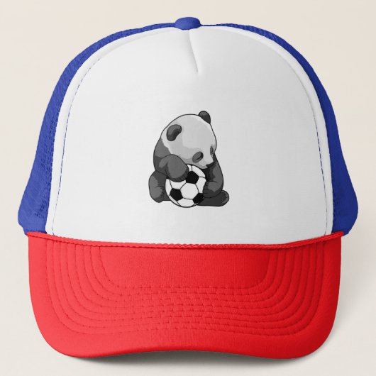 Panda mit Fußball Truckerkappe (Vorderseite)