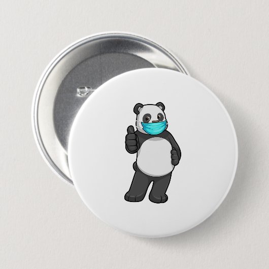 Panda mit Gesichtsmaske Button (Vorne & Hinten)