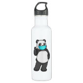 Panda mit Gesichtsmaske Edelstahlflasche (Vorderseite)