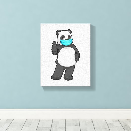 Panda mit Gesichtsmaske Leinwanddruck (Insitu (Holzboden))