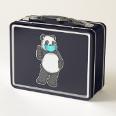 Panda mit Gesichtsmaske Metall Brotdose (Rückseite)