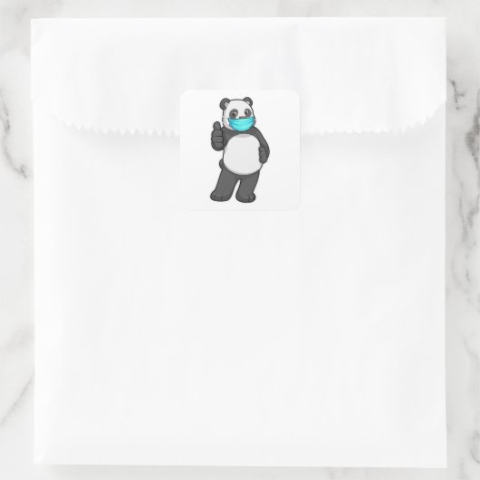 Panda mit Gesichtsmaske Quadratischer Aufkleber (Tasche)