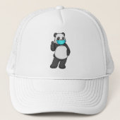 Panda mit Gesichtsmaske Truckerkappe (Vorderseite)