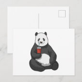 Panda mit Getränk Postkarte (Vorne/Hinten)