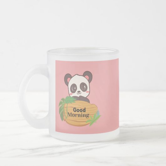 Panda mit guter morgendlicher Tasse (Links)