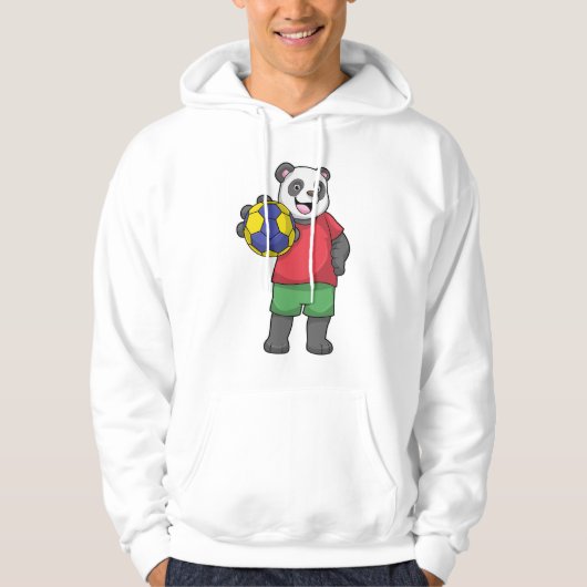 Panda mit Handball Sport Hoodie (Vorderseite)