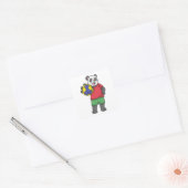 Panda mit Handball Sport Quadratischer Aufkleber (Umschlag)