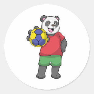 Panda mit Handball Sport Runder Aufkleber
