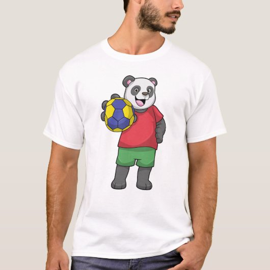 Panda mit Handball Sport T-Shirt (Vorderseite)