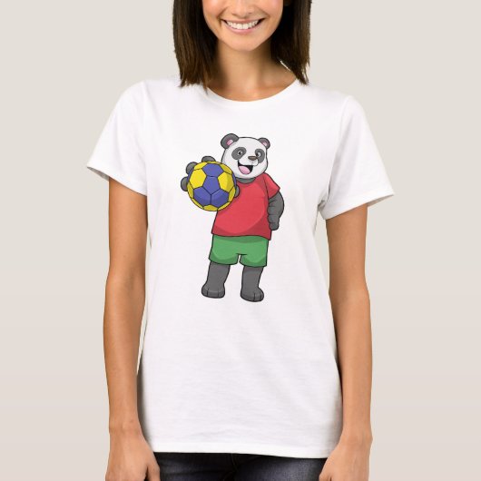 Panda mit Handball Sport T-Shirt (Vorderseite)