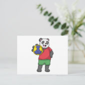 Panda mit Handballsport Postkarte (Stehend Vorderseite)