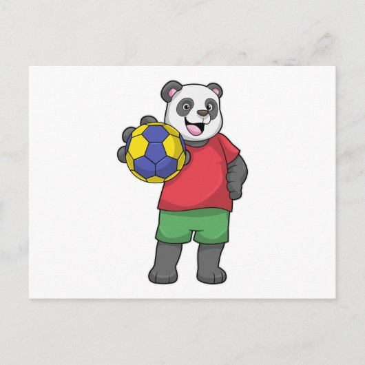 Panda mit Handballsport Postkarte (Vorderseite)