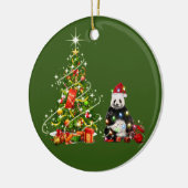Panda mit Hat LIGHTS Weihnachten Keramik Ornament (Links)