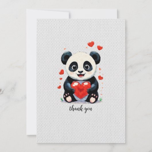 Panda mit Herz - Adorable Liebe Malerei Einladung (Rückseite)