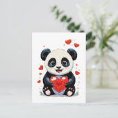Panda mit Herz - Adorable Liebe Malerei Postkarte (Stehend Vorderseite)