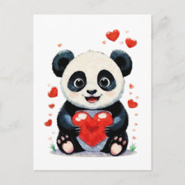 Panda mit Herz - Adorable Liebe Malerei Postkarte